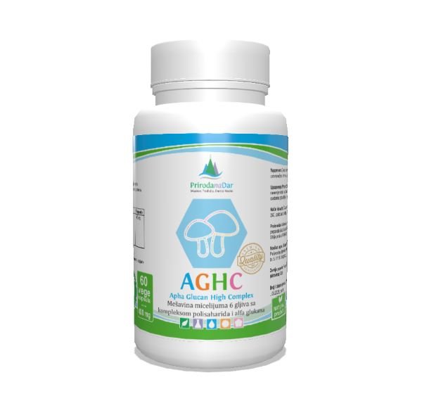 AGHC kapsule ili Alpha Glucan High Complex sa visokim sadržajem polisaharida dobijenih iz micelijuma više medicinskih pečuraka: šitake, reiši, agarikus, maitake, lavlja griva, judino uvo